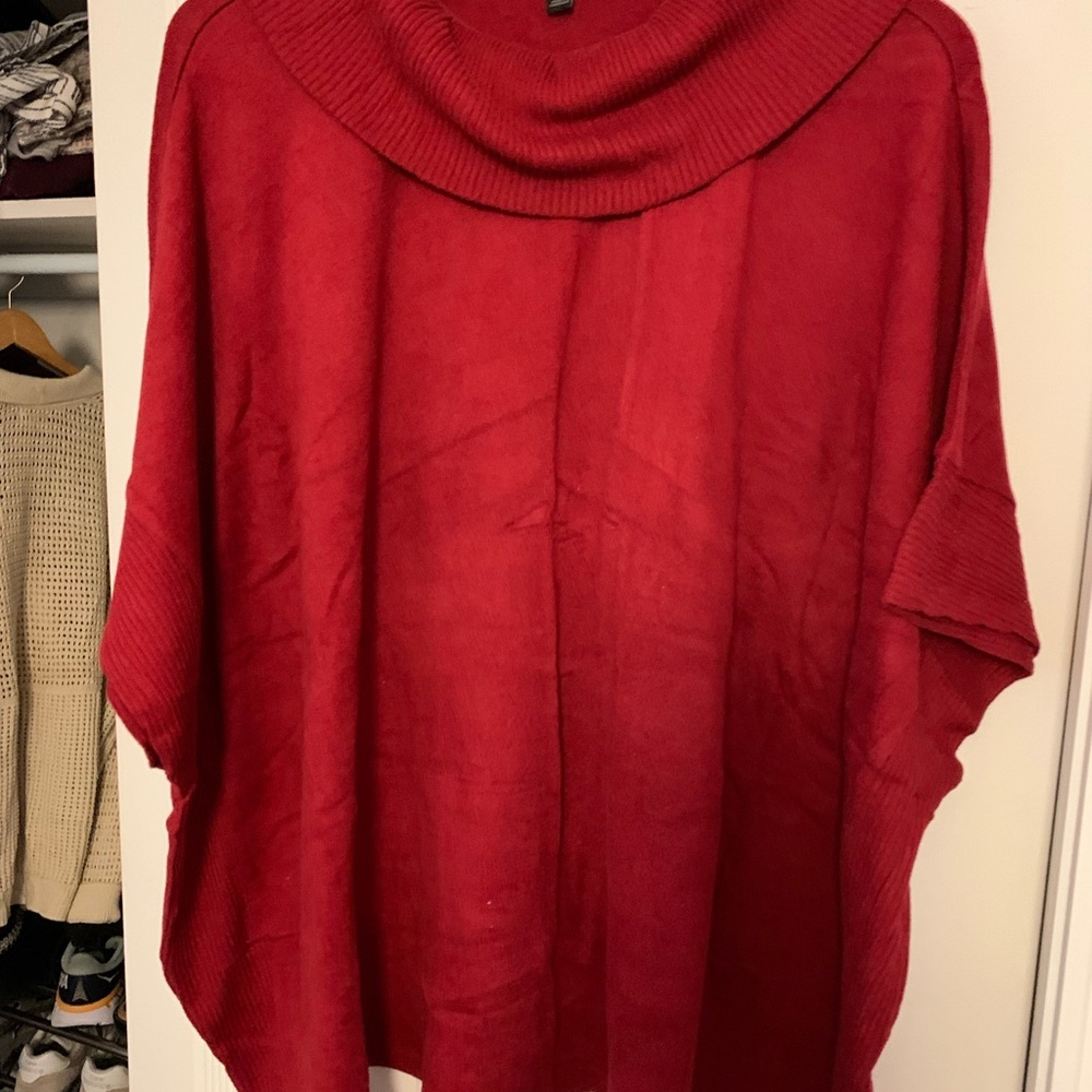 Banana Republic Red Cowl Neck Poncho